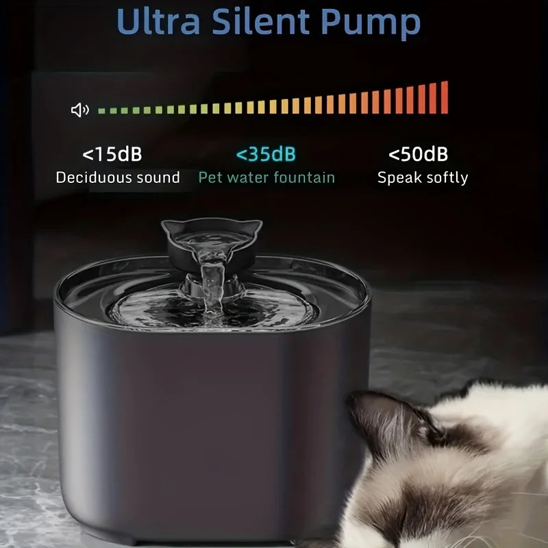 1Pc 2.2L Pet Water Fountain - Fountains with Automatic Water Dispenser, Fresh and Filtered Drinking Water, and Whisper Qu