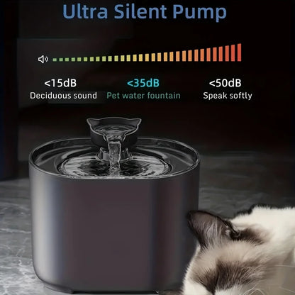 1Pc 2.2L Pet Water Fountain - Fountains with Automatic Water Dispenser, Fresh and Filtered Drinking Water, and Whisper Qu