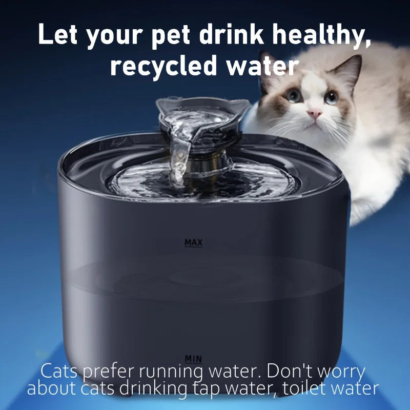 1Pc 2.2L Pet Water Fountain - Fountains with Automatic Water Dispenser, Fresh and Filtered Drinking Water, and Whisper Qu